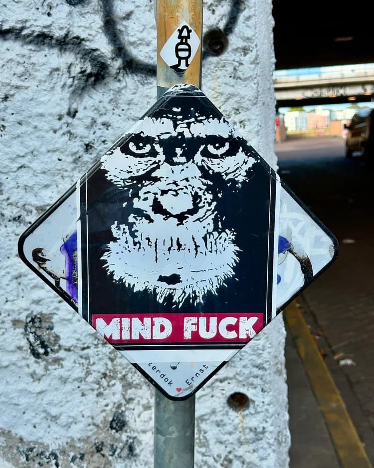 Black and white street art photographed in Amsterdam