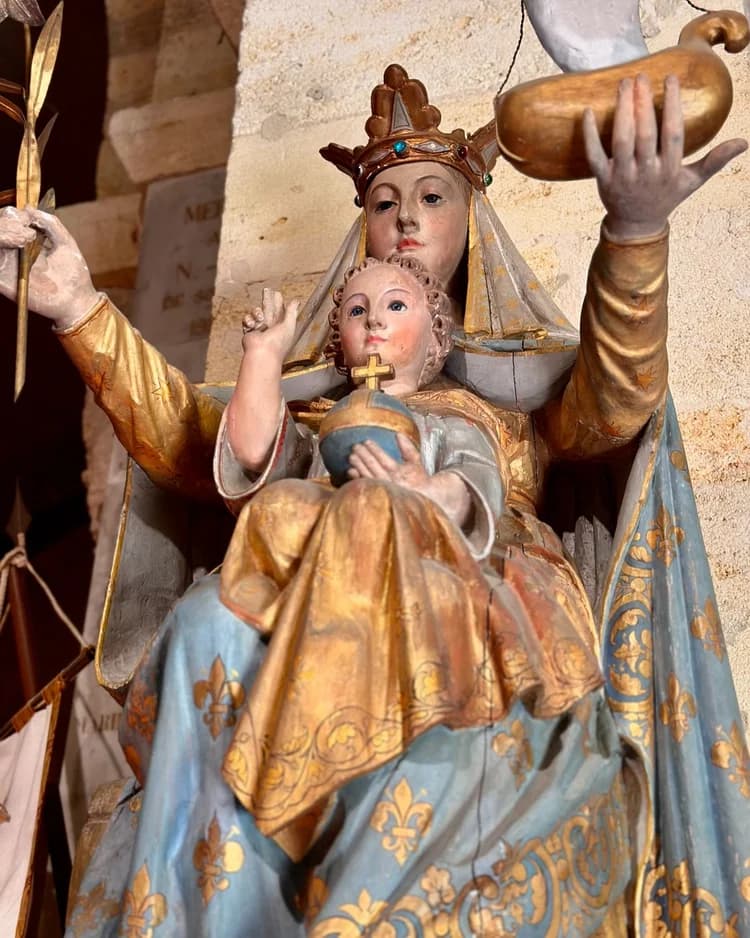 Historic religious sculpture photographed in France