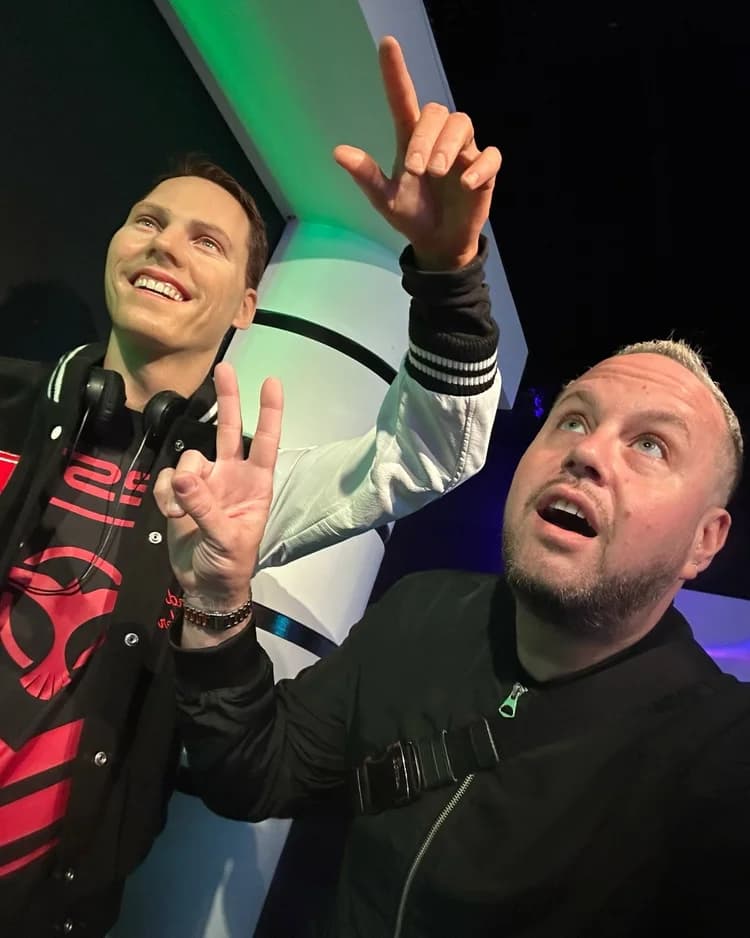 DJ Sojo and Tiësto sharing a candid moment